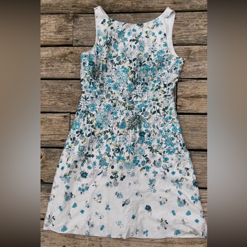 Blue Floral Sleeveless Dress